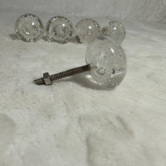 Vintage Clear Glass Bubbled Drawer Knob Shabby Chic Restoration Retro - Picture 3 of 8